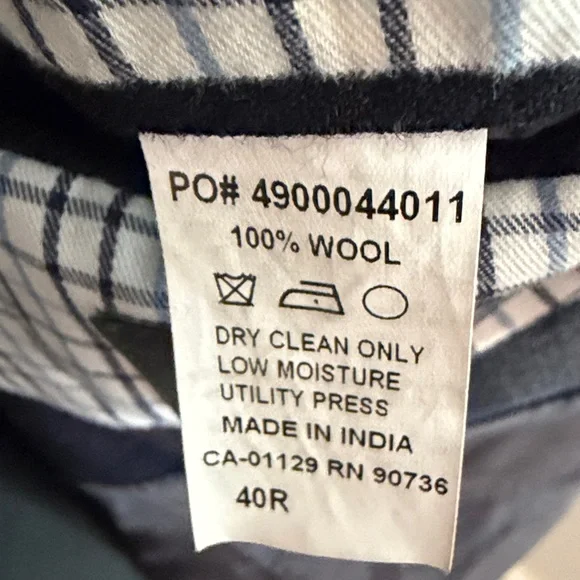 Lauren Ralph Lauren Men's 100% Wool Plaid Blazer Jacket Navy Blue Size 40R